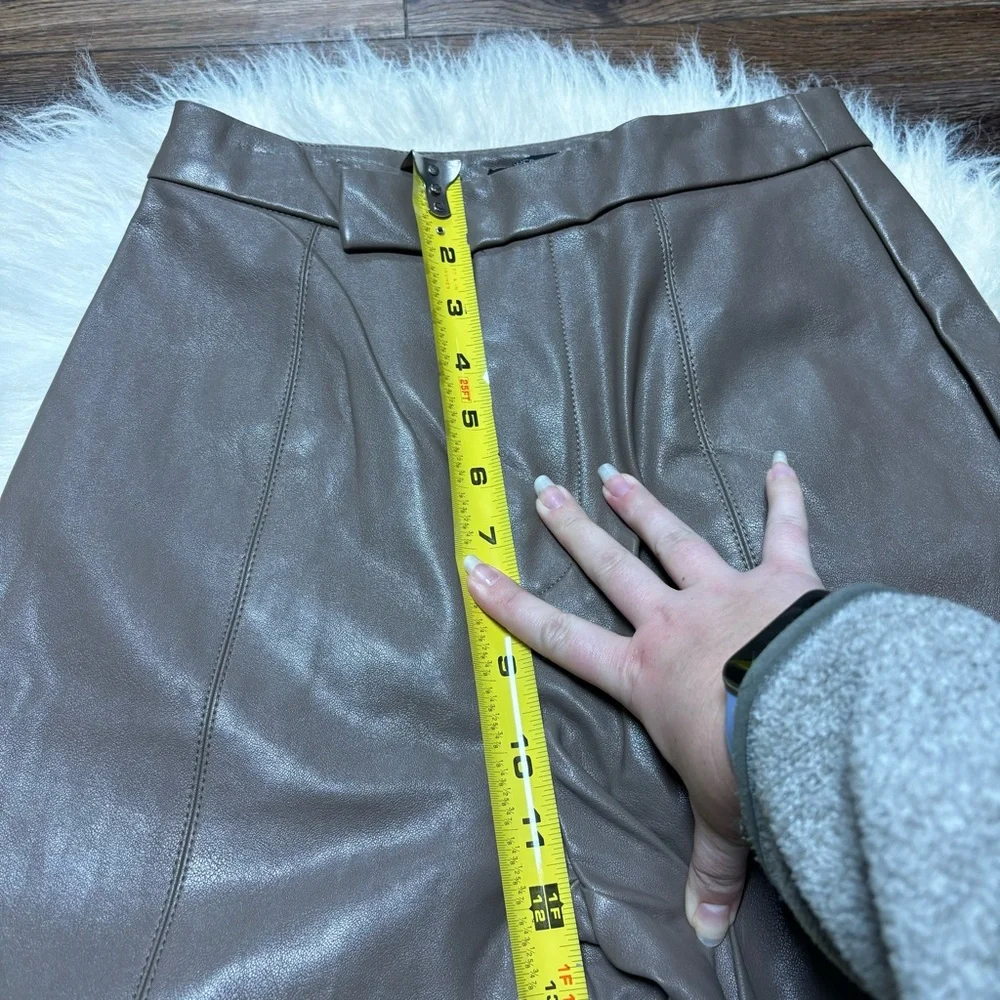 Papermoon Faux Brown Leather Pants with Split Hem size Small New With Tags